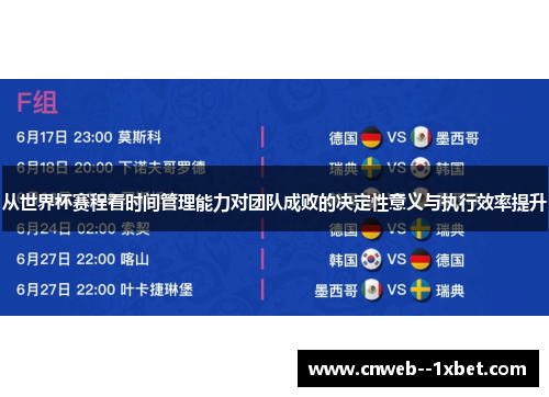 从世界杯赛程看时间管理能力对团队成败的决定性意义与执行效率提升